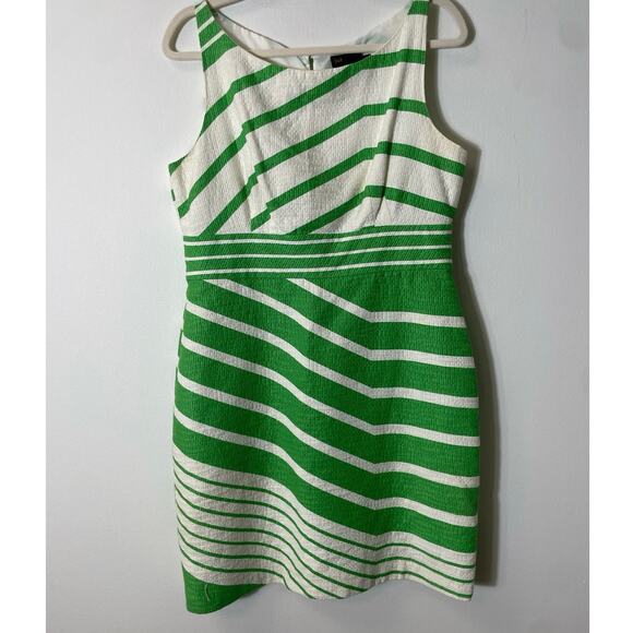 Just Taylor Lime Green/White Knee Length Sleeveless Dress Sz 12 - Picture 1 of 3